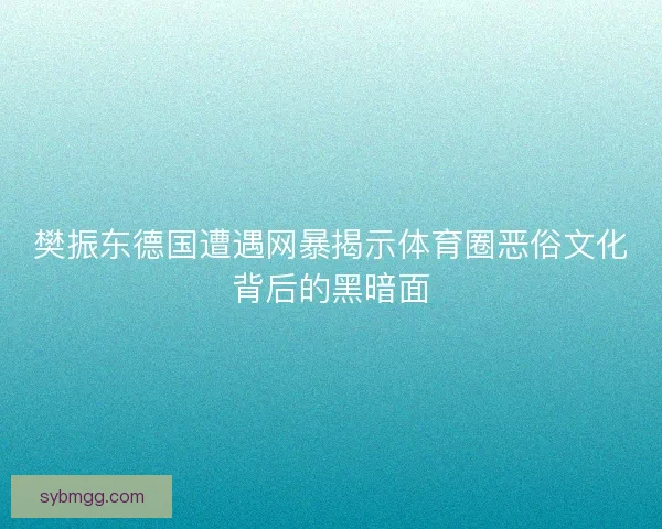 樊振东德国遭遇网暴揭示体育圈恶俗文化背后的黑暗面 樊振东德国遭遇网暴揭示体育圈恶俗文化背后的黑暗面